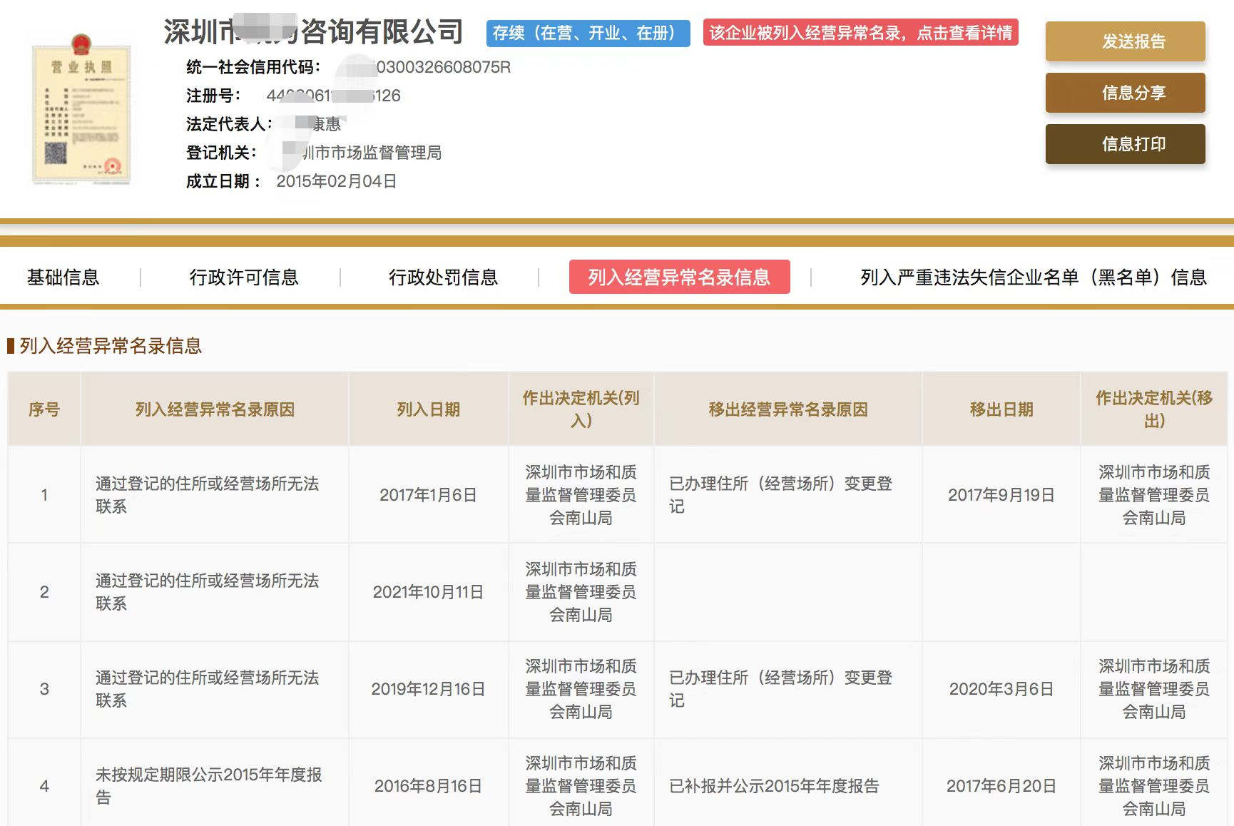 河北企业经营异常记录消除
